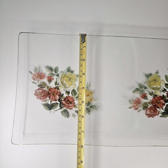 Vintage Viking Glass Hand-Painted Floral Serving Platter Tray Mid-Century Modern - Picture 7 of 9